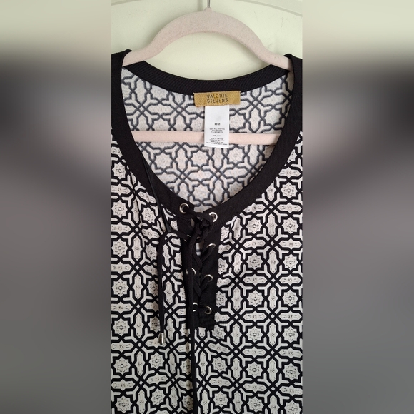 Valerie Stevens Laced Up Top Women's Medium Long Sleeved Shirt Multi Pattern - Picture 7 of 10